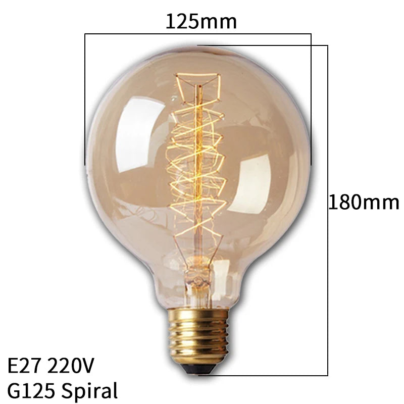 Bombilla retro Edison regulable E27 40W 110V 220V Lámpara incandescente de filamento vintage Bombilla decorativa
