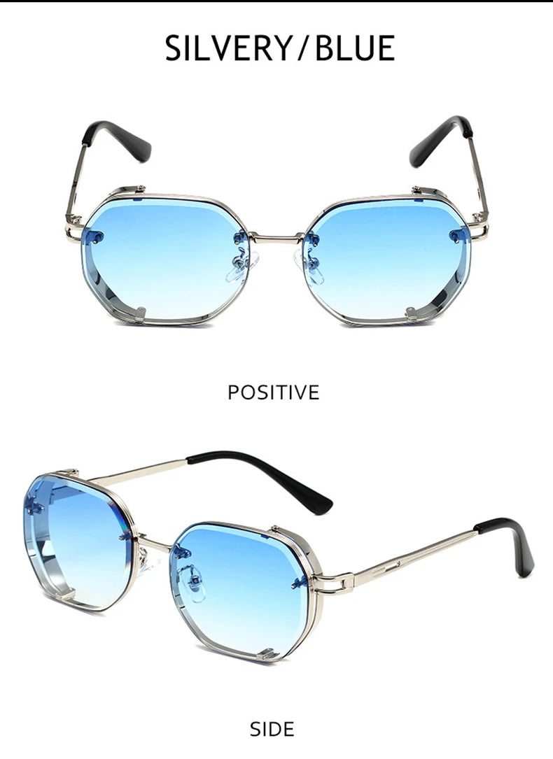 Lunettes de soleil carrées punk pour hommes, nuances rétro, luxe, mode vintage, steampunk, 2023