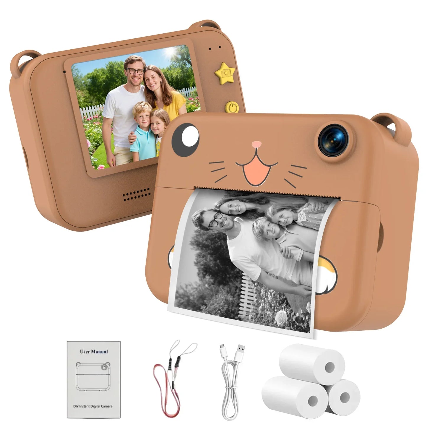 Cámara digital para niños, cámara infantil, impresión instantánea, grabadora de video HD, mini impresora térmica, los mejores regalos de cumpleaños y de fiesta, 1080p
