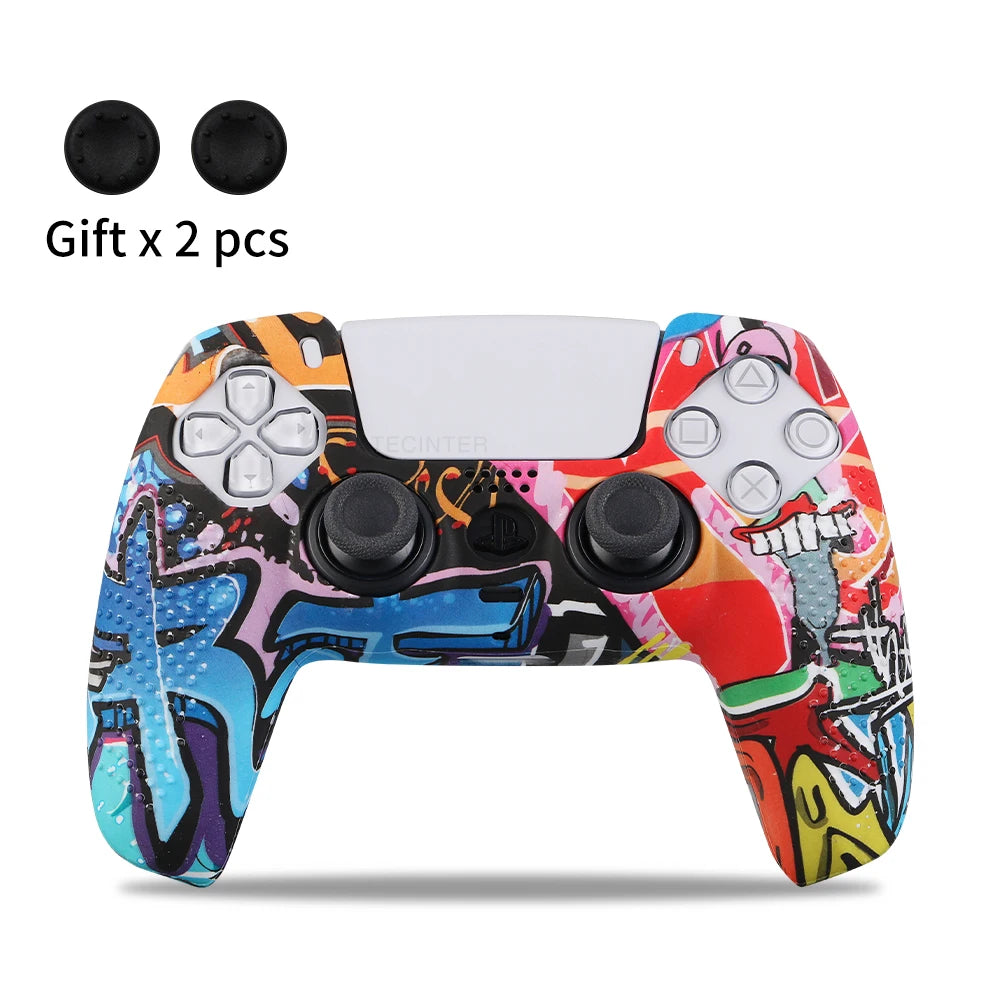Funda protectora de silicona para controlador de PS5, accesorios de controlador de PS5, estuche de goma para controlador de PS5 Slim, JoysUniverse, tapas de agarre para pulgar