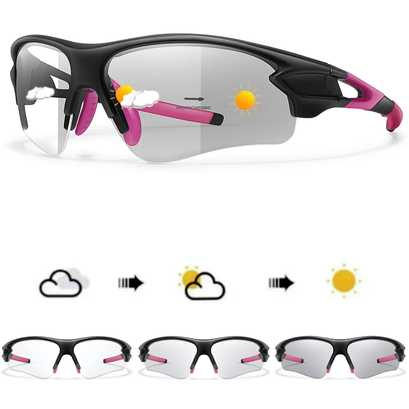 Lunettes de soleil photochromiques pour hommes et femmes, lunettes de sport de plein air, pêche, cyclisme, course à pied, conduite, marque de mode