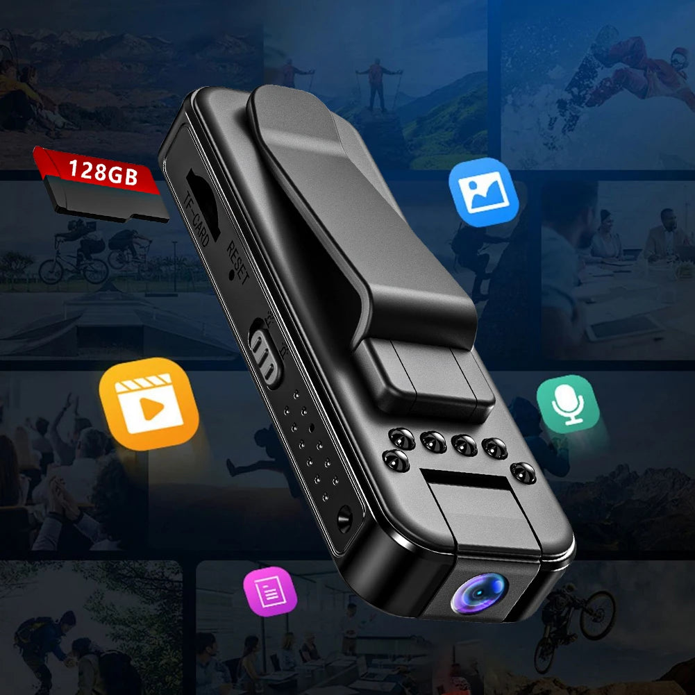 Mini 1080P HD Camcorder, Small Police Body, with Back Clip, Infrared Night Vision, Video Surveillance Camcorder
