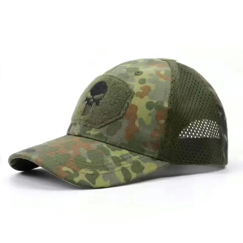 Men's and Women's Mesh Baseball Cap, Camouflage, Skull, Adjustable, Airsoft, Tactical Outdoor Hiking, New Summer Collection 2024