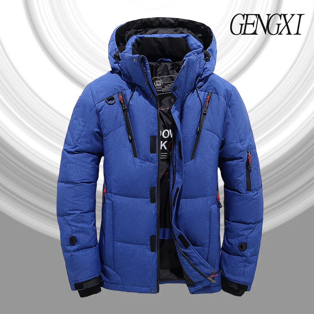 Chaquetón de plumón de hombre para exteriores, ligero, cálido, con cuello desmontable, novedad de invierno, informal, a la moda, con múltiples bolsillos, para trabajo