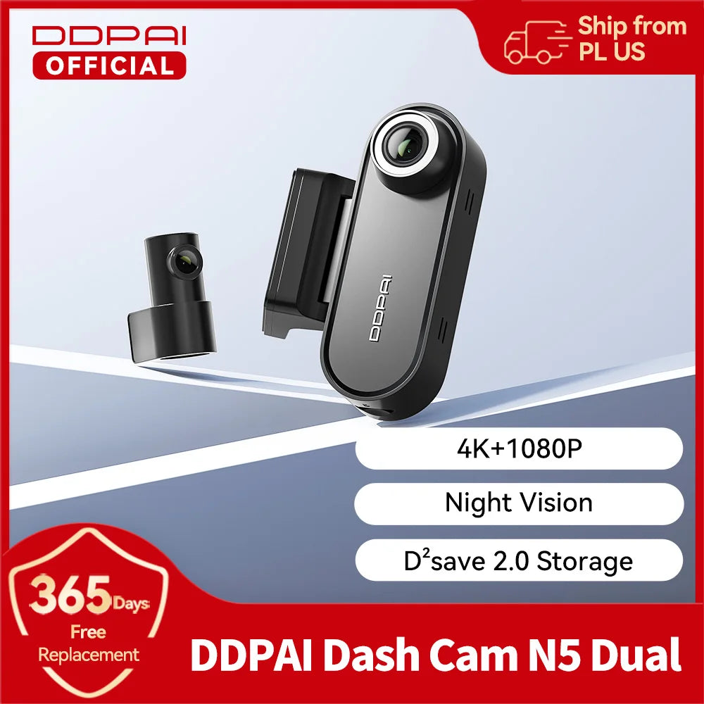 Dashcam double 4K avant et arrière — Ultra HD, NightVIS, ADAS, GPS, enregistrement automatique