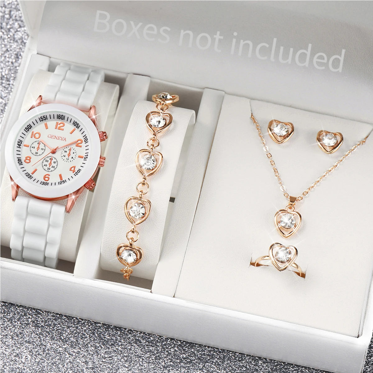 Juego de relojes de cuarzo con correa de silicona para mujer, reloj de moda, regalo para niña, sin caja, 5 unidades, 6 unidades