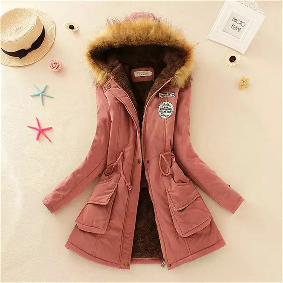Chaqueta de invierno con capucha forrada de lana para mujer, abrigo cálido acolchado con cordón, Parkas coreanas informales, ropa de calle abullonada