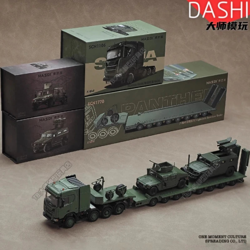 MASSDI aleación 1/64 escala SCN1106 SCN1110 camión de remolque/Hummer H1 M1151/tanque tigre de gas coche de aleación modelo regalos de vacaciones juguetes