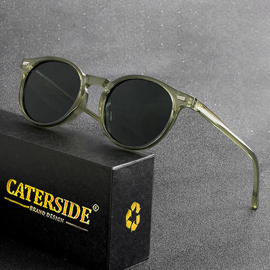 Gafas de sol redondas polarizadas retro CATERSIDE para hombres y mujeres, de TR90/acetato, estilo vintage, para conducir y viajar