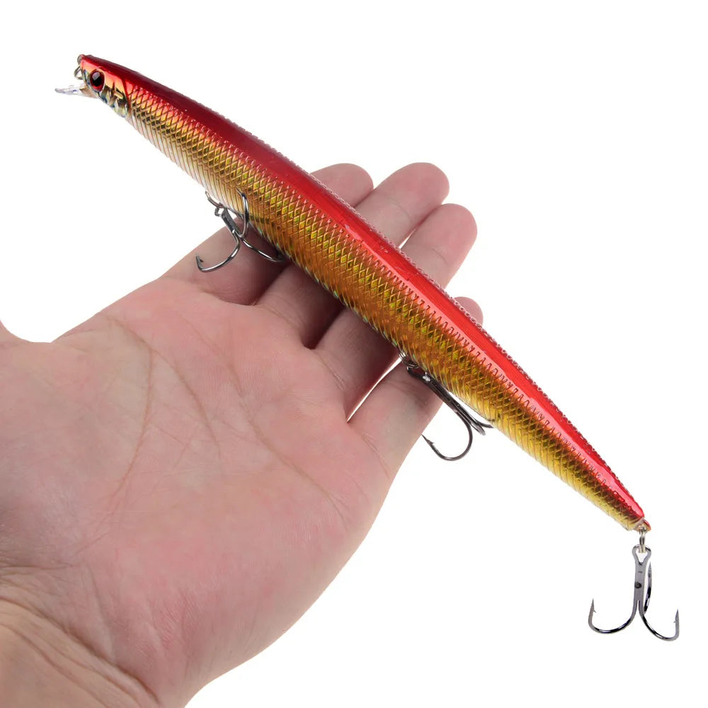 Leurre de pêche au vairon en plastique, appât Éldur, manivelle laser, gros faux poissons, appâts de pêche en mer, 16 couleurs, 18cm, 24g