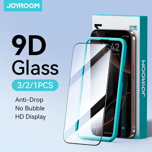 Joyroom 3/2/1 piezas cristal HD para iPhone 17 16 15 Pro Max protector de pantalla completa protección de cristal templado para iPhone 17 16 15