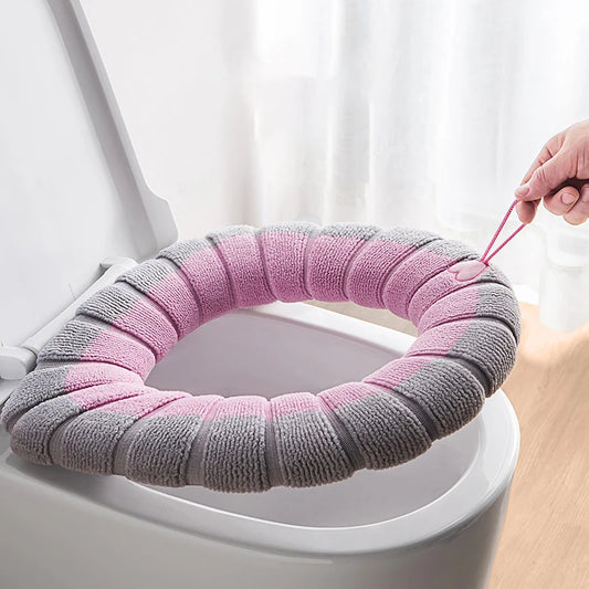 1-6 piezas de cojín de inodoro, cojín de asiento de inodoro doméstico, funda de asiento de inodoro universal de temporada, funda de asiento de inodoro gruesa de invierno