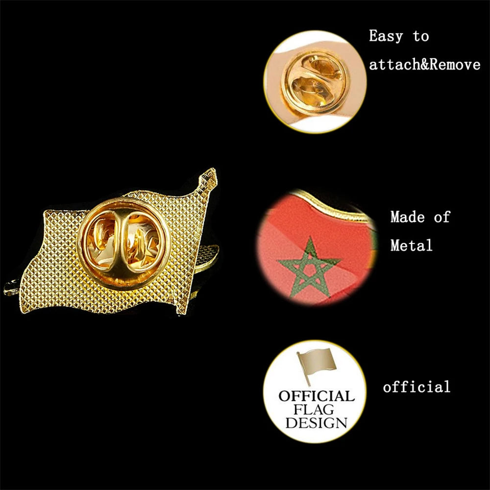 Epoxy Lapel Pin, Kingdom of Morocco National Flag, Official Suit Bag Badge/Brooch, Hat Accessories