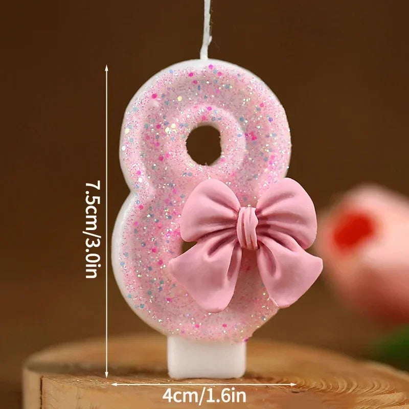 Nuevo número pastel vela rosa brillante vela de cumpleaños 1 2 3 4 5 6 7 8 9 3D número vela pastel Topper fiesta de cumpleaños pastel decoración