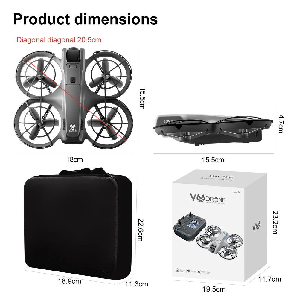 Mini dron profesional Lenovo V666 4K con doble cámara 8K, evitación inteligente de obstáculos, cuadricóptero sin escobillas, juguete RC para niños