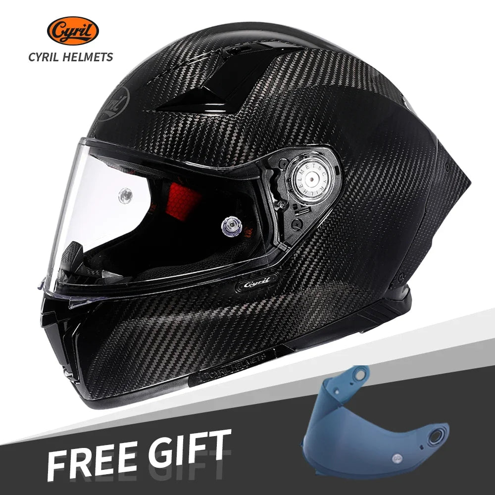 Cascos de moto integrales unisex ligeros de fibra de carbono Kevlar, cascos de calle, cascos de carreras aprobados por DOT ECE CYRIL Casco Moto