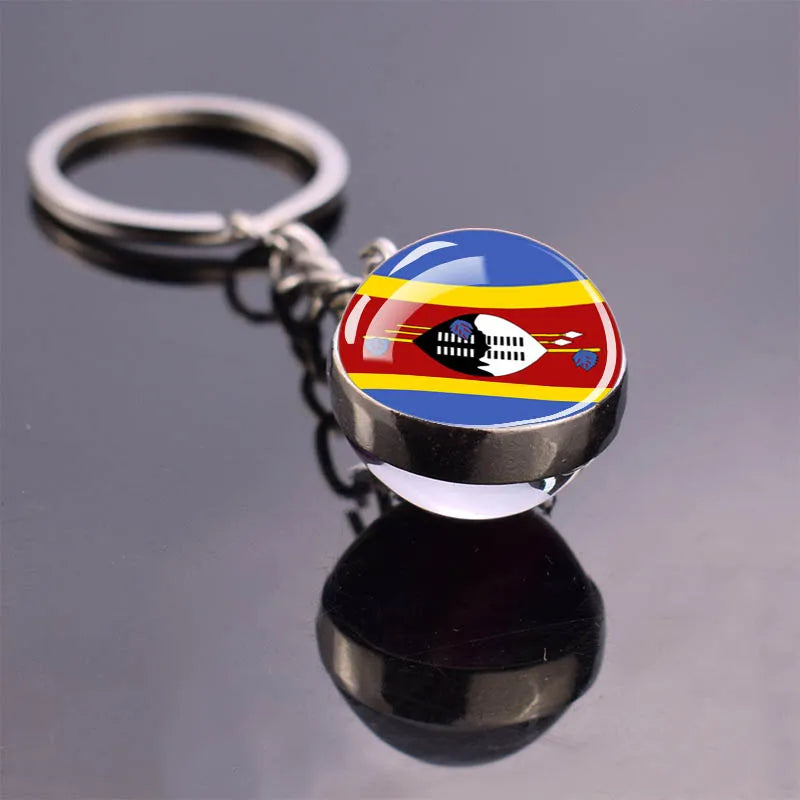 Porte-clés drapeau africain, algérie, somalie, tunisie, maroc, egypte, drapeau National, pendentif boule de verre Double face, cadeau