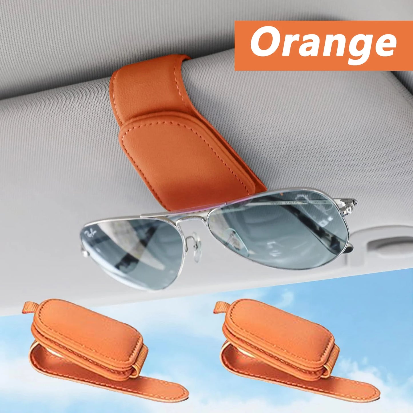 El soporte para gafas de sol se adapta a las viseras del coche, clip magnético de cuero para gafas de sol y clip para b