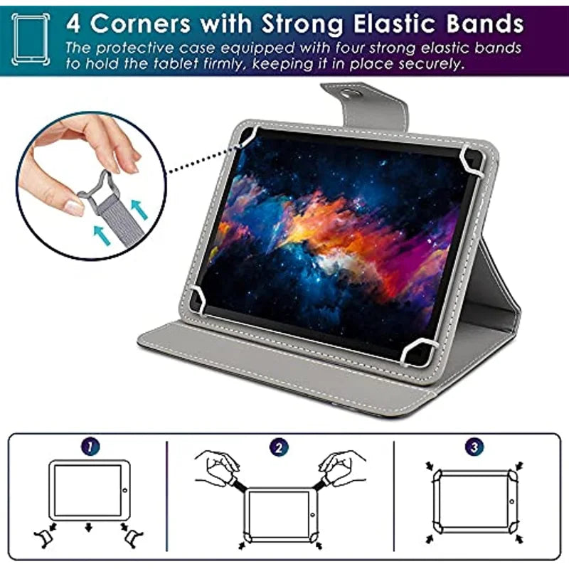Étui universel pour tablette 7-10,5 pouces — housse support en cuir PET
