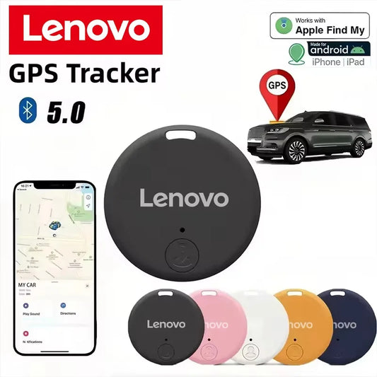 Rastreador GPS móvil inteligente Lenovo Mini Bluetooth 5.0 redondo antipérdida con alarma, funciona con la aplicación isearching para llaves y cartera