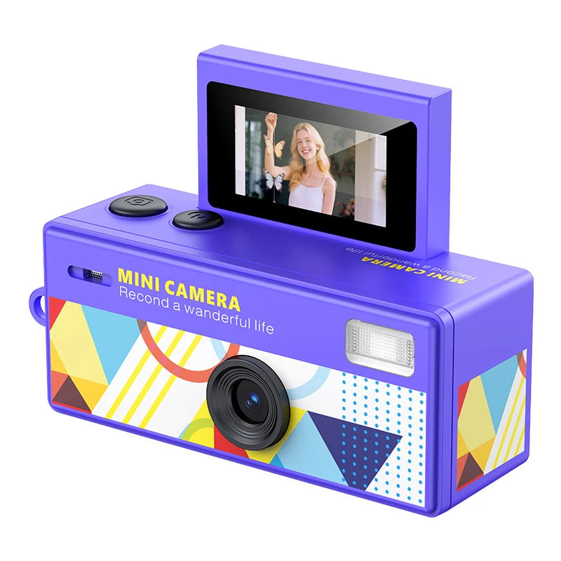 Minicámara digital CCD retro con flash, pantalla giratoria de 1080P, pequeña videocámara con forma de llavero para regalos