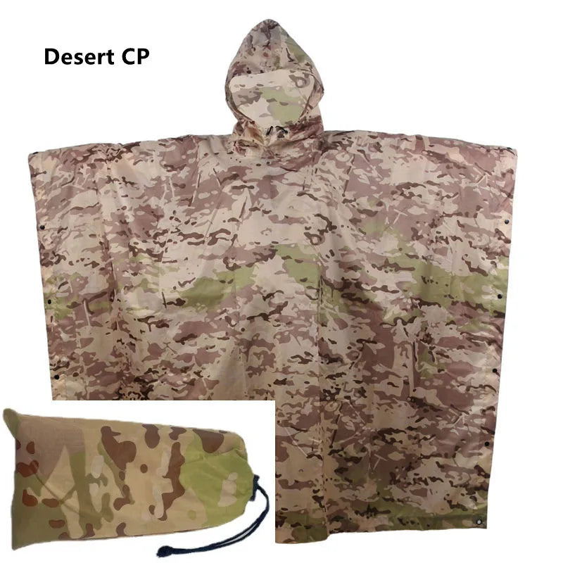 Poncho de Camouflage respirant pour l'extérieur, imperméable tactique de Jungle, observation des oiseaux, randonnée, chasse, combinaison Ghillie, équipement de pluie de voyage