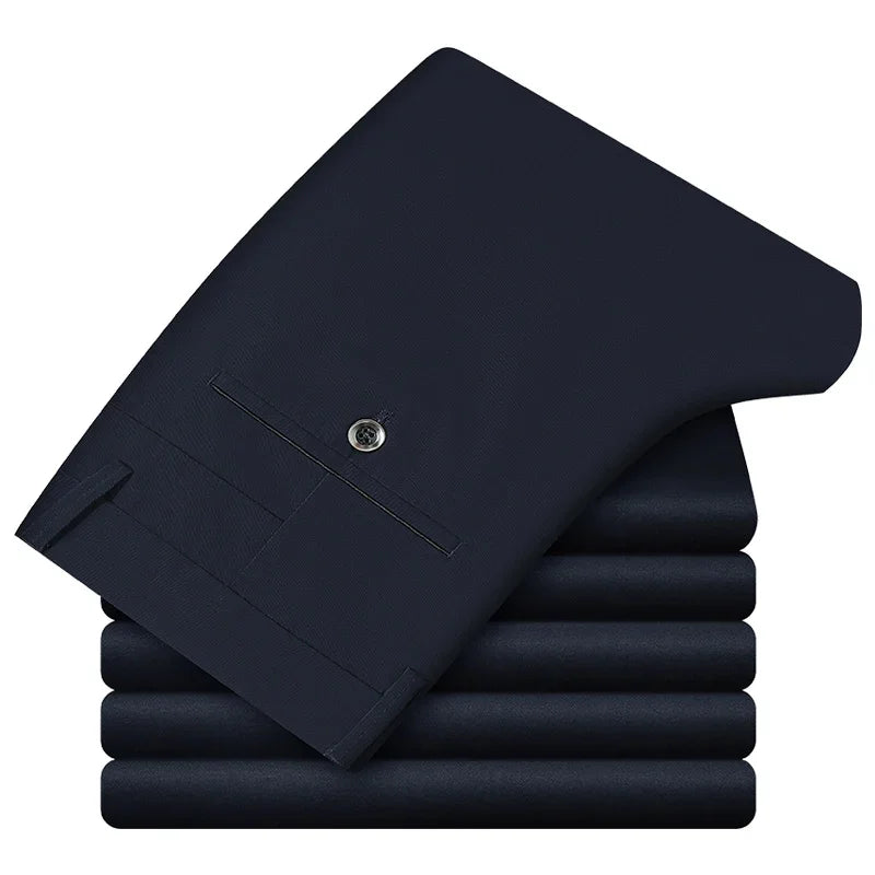 Pantalones informales de algodón para hombre 2024, clásicos, rectos, holgados, de tiro alto, elásticos, ropa de marca, nueva colección 98%