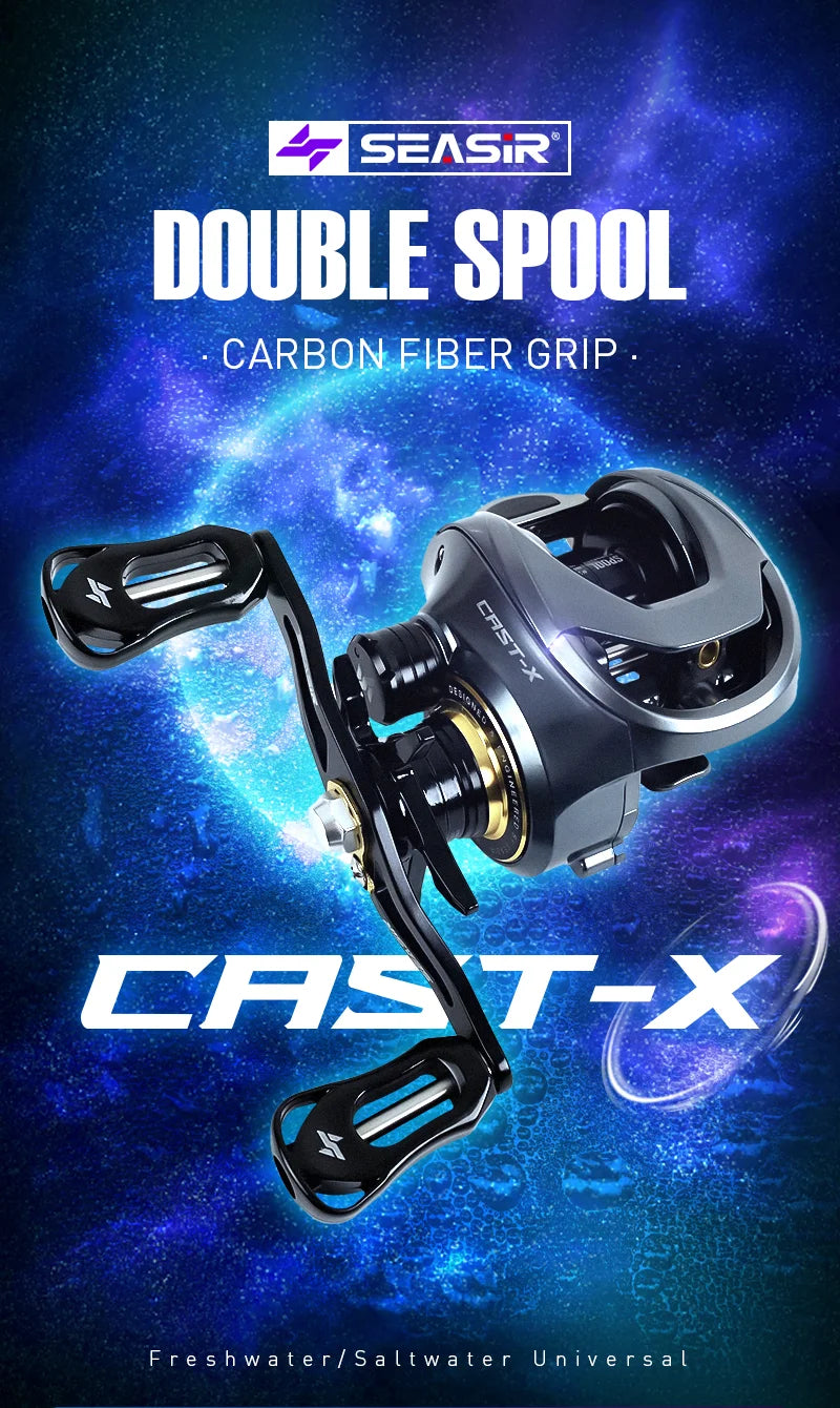 SEASIR Cast-X Baitcasting moulinet 7.3:1 HS rapport de vitesse aluminium Double bobine carbone poignée métal BFS Micro bobine de pêche en eau de mer fraîche