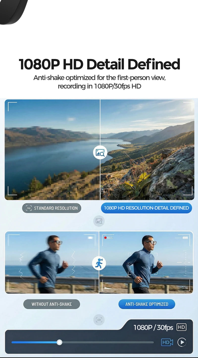 Lunettes intelligentes IA 2026 — traduction IA, caméra HD 8MP, vidéo 4K, appel Bluetooth, enregistrement, musique