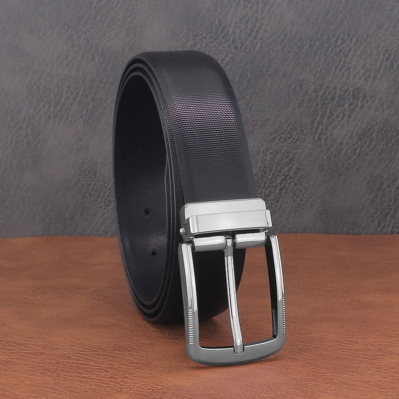 Young men's fashion belts pin buckle genuine leather high-quality cowhide belt white casual jeans men's belt B650