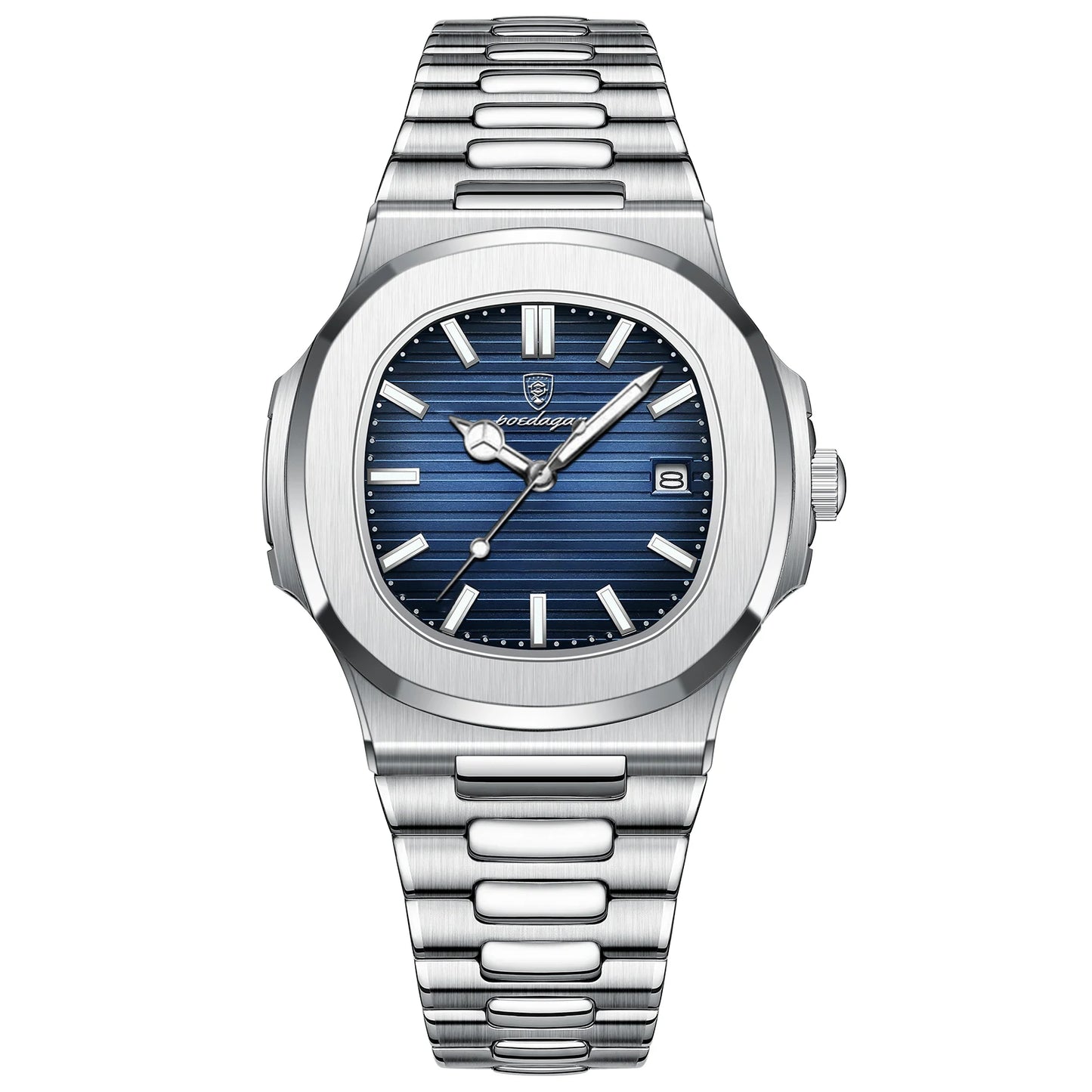 POEDAGAR - Reloj de pulsera cuadrado de moda para hombre, luminoso, impermeable, de acero inoxidable, reloj de cuarzo para hombre, de negocios, Reloj