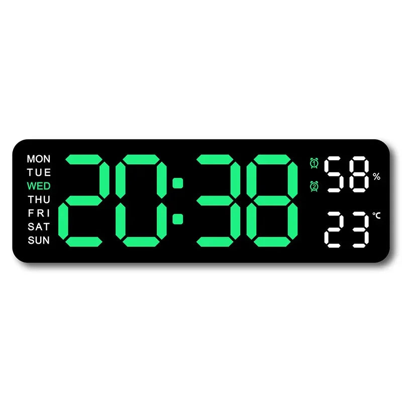 Grande horloge murale numérique de 9 pouces, alimentée par USB, température et humidité, variateur automatique, horloge de Table DST, réveil électronique LED 12/24H