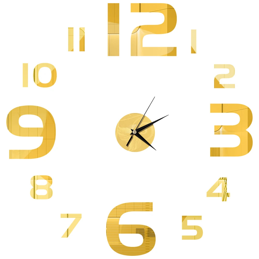Creative Frameless Wall Clock, Silent Wall Sticker for Home, Acrylic Mirror Sticker, Wall Decor for Living Room and Office, DIY