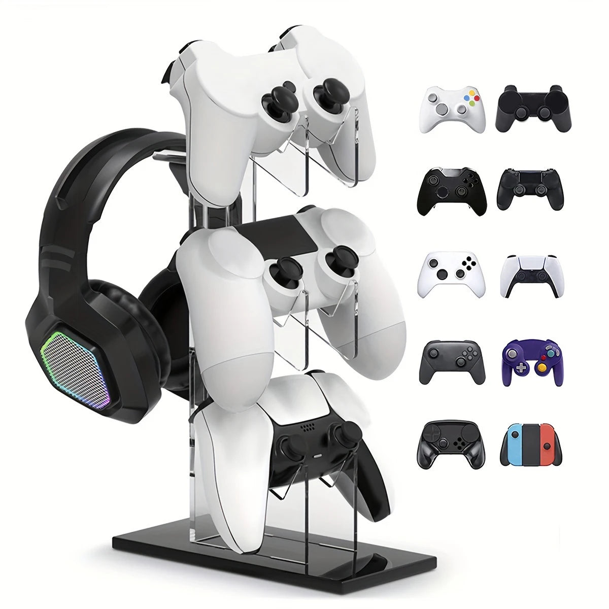 Soporte universal de mando de 3 capas, soporte de teléfono de sauna, accesorios de juego para PS5, soporte de almacenamiento PS4, negro, blanco, transparente