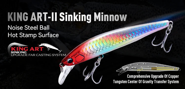 Kingdom Kingart coulant méné leurres de pêche 6g 9g 14g 18.6g Jerkbaits   Wobblers d'action réaliste, appâts durs silencieux, bar de mer