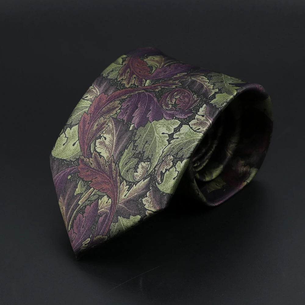 Men's Vintage Digital Print Ties, Floral Pattern, Artificial, Forest, Soft, Retro, Casual, Accessory, 8cm