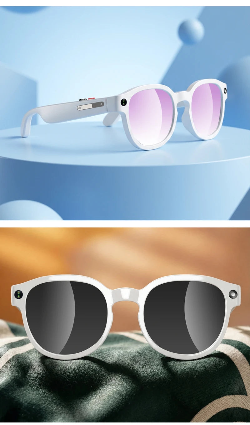 Lunettes intelligentes IA 2026 — traduction IA, caméra HD 8MP, vidéo 4K, appel Bluetooth, enregistrement, musique