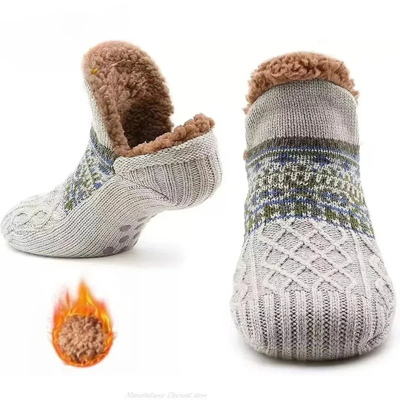 Super Warm Non-Slip Floor Socks for Women and Men, Snow Socks, Sleeping Mat, Slippers, Velvet Boots, Homewear