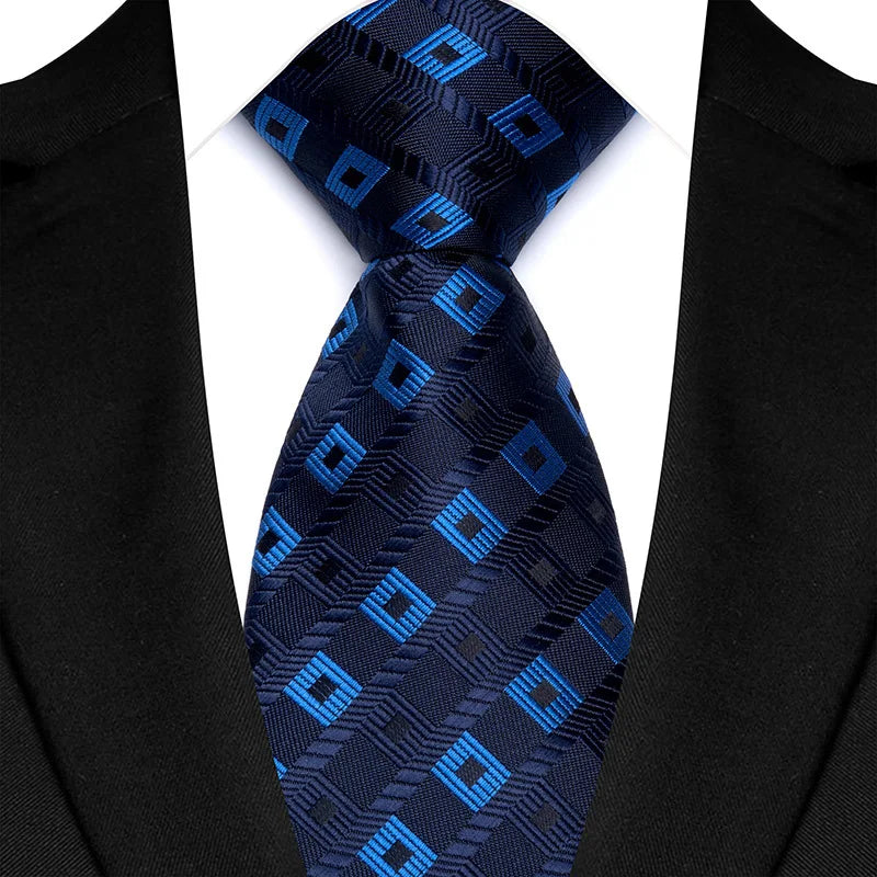 Corbata clásica de cachemira a rayas para hombre, 8 cm, Jacquard, de lujo, color azul real, accesorios, uso diario, regalo para fiesta de boda