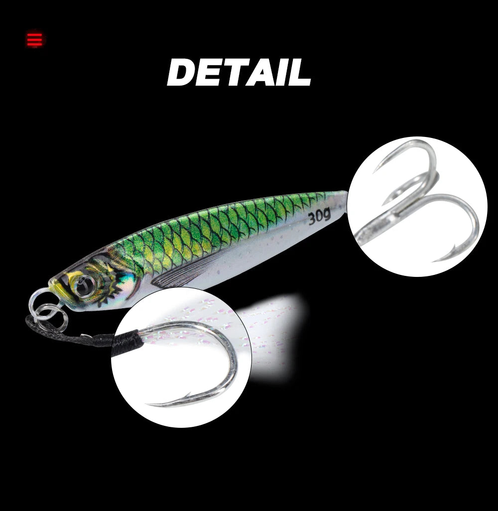Hunthouse-Leurre métallique rigide coulant, appât Élidéal pour la pêche en eau salée, au brochet ou au bar, 7 à 80g