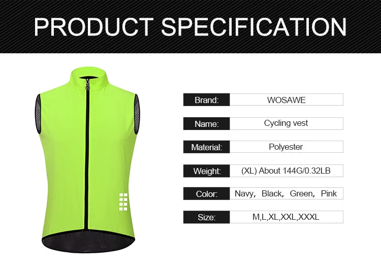 Gilets de cyclisme nuit sécurité pour hommes — sans manches, sport, VTT, vêtements vélo route