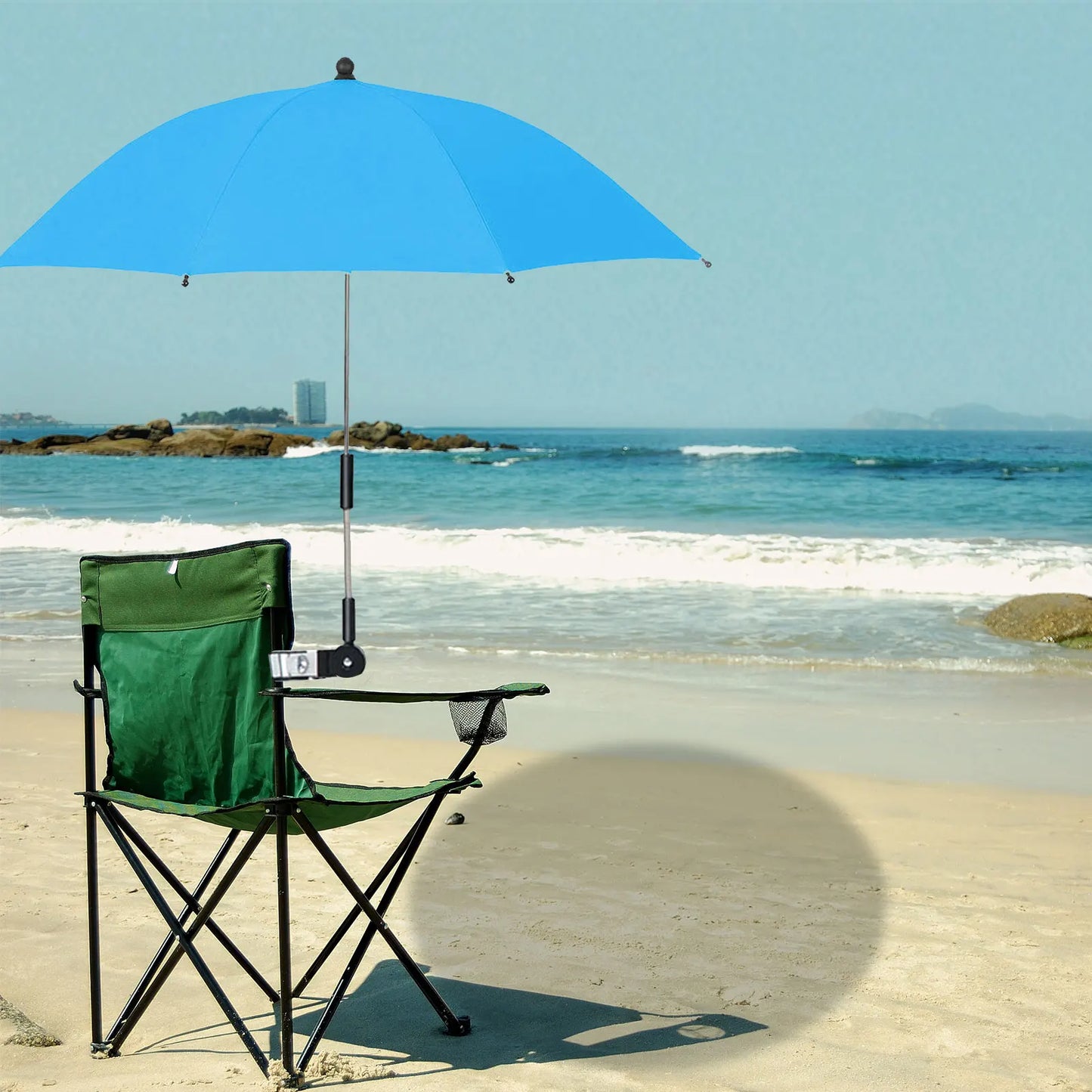 ZK20 Paraguas de silla de playa Protección UV Parasol para cochecito de bebé 360° Parasol ajustable para silla con pinza