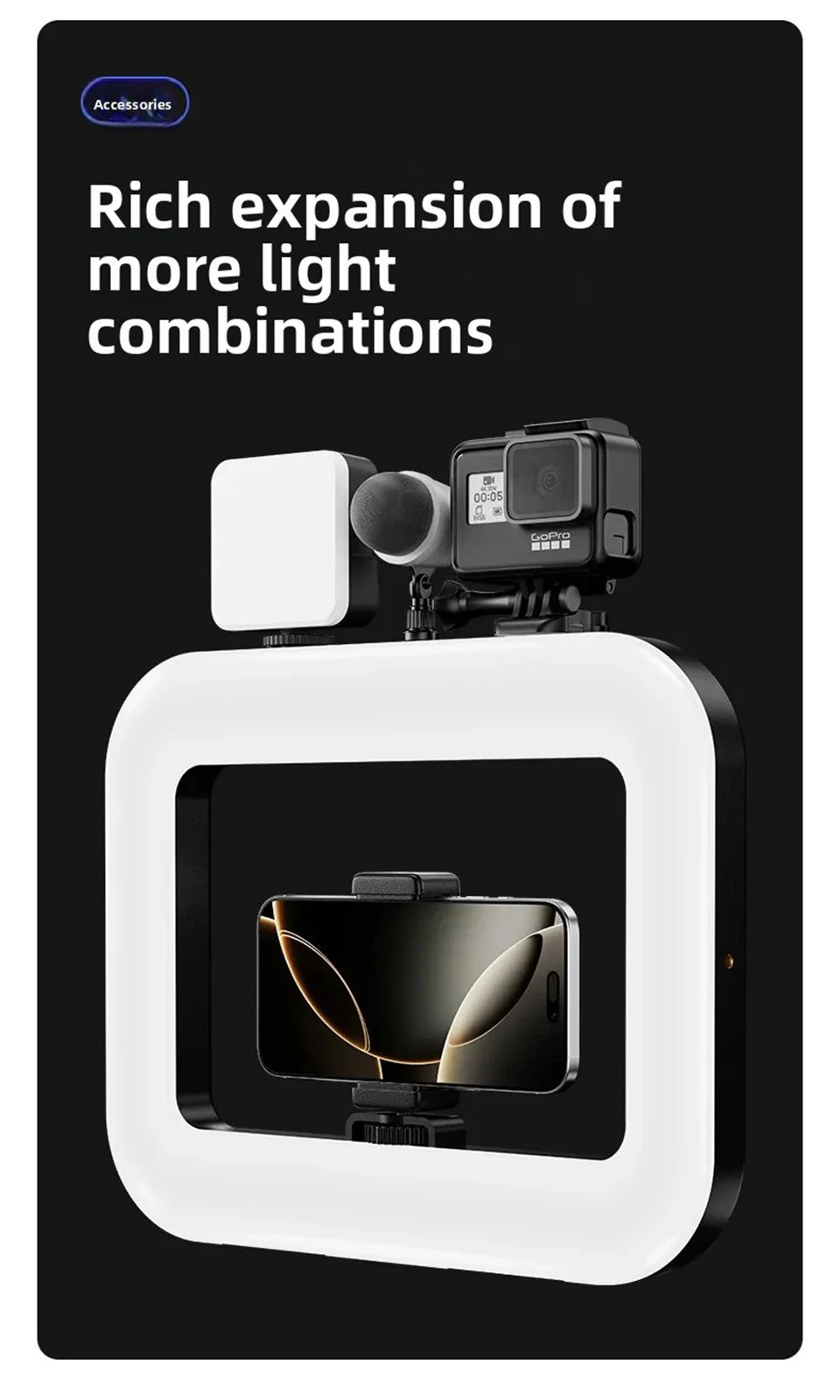 Anneau lumineux LED Portable, nouvelle lampe de photographie d'éclairage de Cage de lapin pour diffusion en direct Mobile, décoration lumineuse pour Selfie
