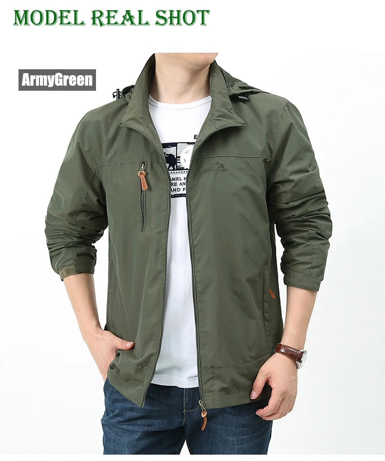 Vestes coupe-vent imperméables pour hommes et femmes, veste tactique décontractée pour randonnée, multi-poches, à capuche, pour la pêche