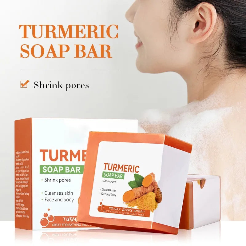 Savon au curcuma fait à la main, nettoyage du corps, éclaircissant, aisselles foncées, jambes, nettoyant pour le visage, soins pour la peau tendre, beauté