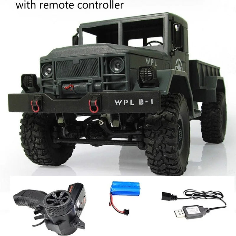 Camion militaire RC télécommande 4 roues — hors route, DIY, escalade, cadeau jouet garçon