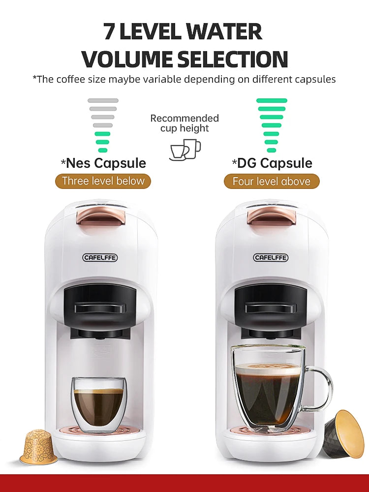 Cafelffe - 5-in-1 Coffee Machine, compatible with Dolce Gusto a.net, ESE pod, ground coffee, K-cup, 19 bar, hot/cold, gift