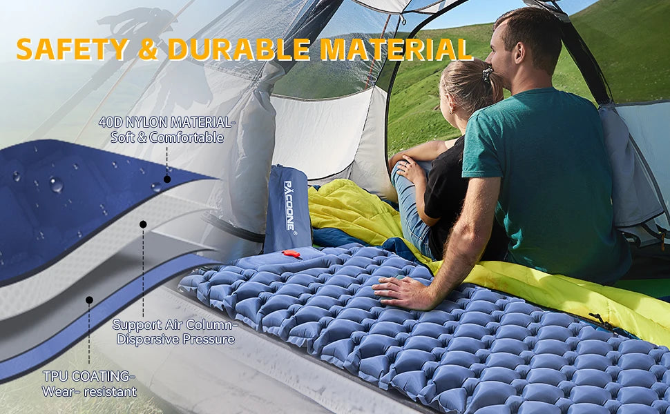 PACOONE – matelas gonflable de type presse pour Camping, imperméable à l'humidité, coussin de couchage d'extérieur, tapis d'air de plage, tente, coussin de voyage