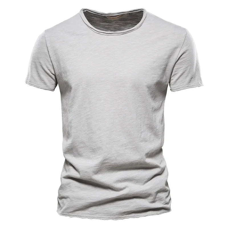 100% coton hommes T-shirt décontracté doux Fitness été mince T-shirts hommes vêtements de maison col rond à manches courtes solide T-shirt pour hommes