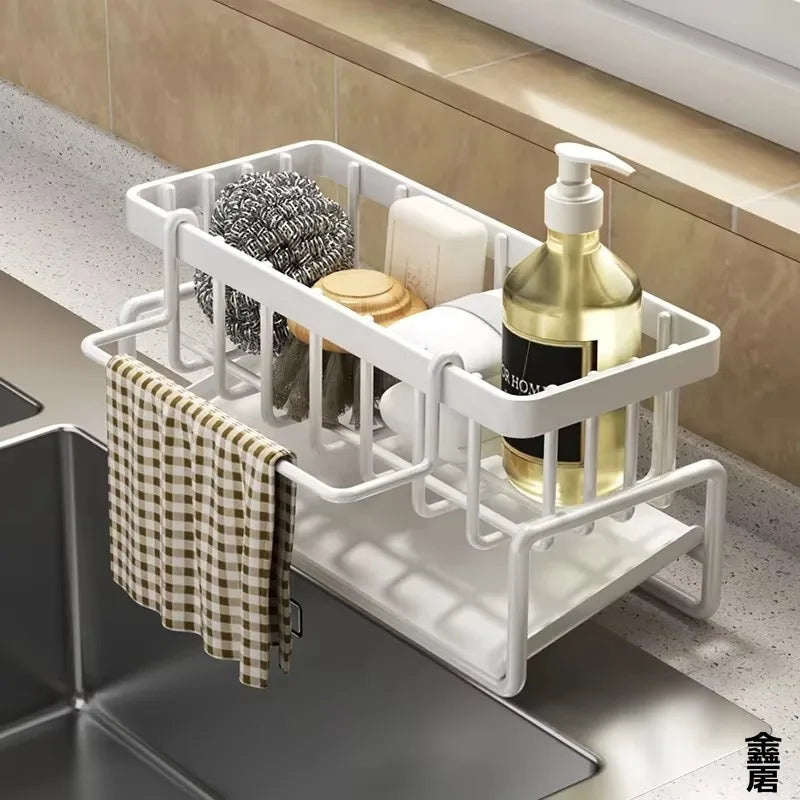 Compact Faucet-Mounted Spice Rack – Sink Organizer with Drainer – Space-Saving Kitchen Storage for Utensils/Accessories